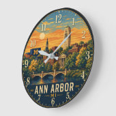 Ann Arbor Michigan Campus ラージ壁時計 (傾斜)