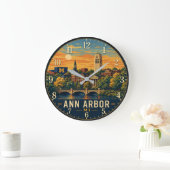 Ann Arbor Michigan Campus ラージ壁時計 (ホーム)