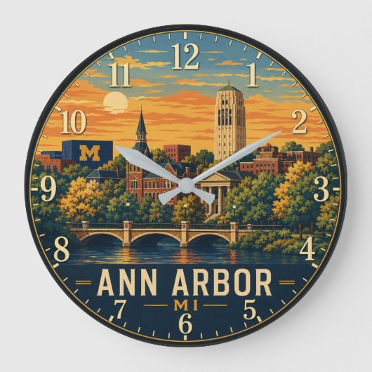 Ann Arbor Michigan Campus ラージ壁時計 (正面)