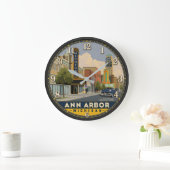 Ann Arbor Michigan Downtown Cityscape ラージ壁時計 (ホーム)