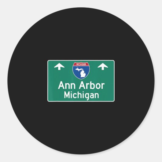 Ann Arbor Michigan Mi Interstate Highway Vacation  ラウンドシール (正面)