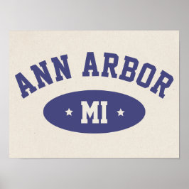 Ann Arbor, Michigan Retro College Typography Print ポスター