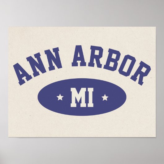 Ann Arbor, Michigan Retro College Typography Print ポスター (正面)