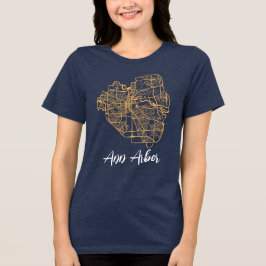 Ann Arbor Michigan Street Map Blue and Maize トライブレンドＴシャツ