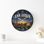Ann Arbor Michigan Sunset Premium Skyline ラージ壁時計 (ホーム)