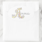 AnnaまたはAラベルで始まる名前 楕円形シール (バッグ)