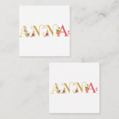 ANNAファーストネーム刺繍エレガント済 スクエア名刺 (正面/裏面)