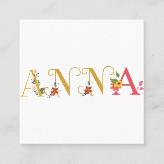 ANNAファーストネーム刺繍エレガント済 スクエア名刺 (正面)