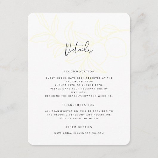 ANNAレモモダンンイタリアン詳細ストライプカード エンクロージャーカード (正面)