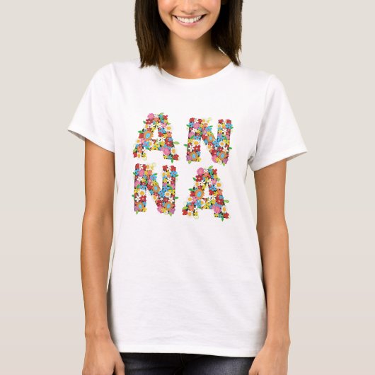 'ANNA'名パーソナライズされた春の花 Tシャツ (正面)