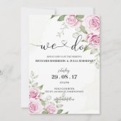 ANNA結婚式招待状/私たちは、水色ピンク 招待状 (正面)