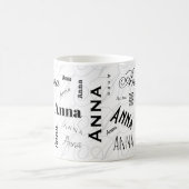 Anna オリジナル 名前 ブラック ホワイト マグカップ (中央)