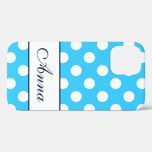Anna -テンプレートの名前、ビッグ水玉模様ブルー Case-Mate iPhoneケース (裏面 (横))