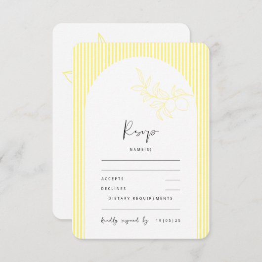ANNA モダン LemonイタリアンストライプRSVPカード 出欠カード (正面/裏面)