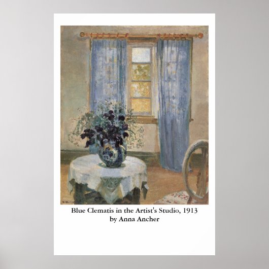 Anna Ancher's Blue Clematis in the Artist's Studio ポスター (正面)