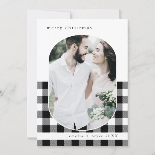 ANNA Black Buffalo Plaid家族の写真クリスマス シーズンカード (正面)