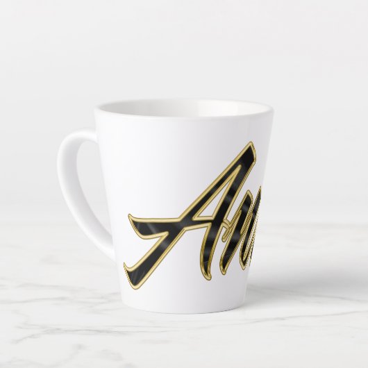 Anna black gold Lettering Latte Tasse カフェラテマグ (左アングル)