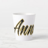 Anna black gold Lettering Latte Tasse カフェラテマグ (正面)