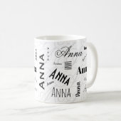 Anna Custom Name  Black White Coffee Mug コーヒーマグカップ (正面右)