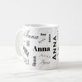 Anna Custom Name  Black White Coffee Mug コーヒーマグカップ (正面左)