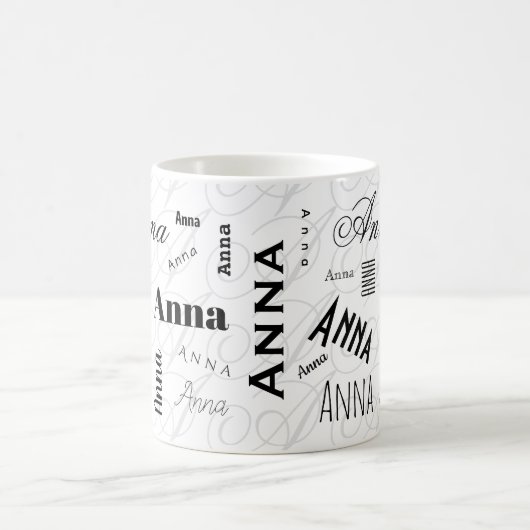 Anna Custom Name  Black White Coffee Mug コーヒーマグカップ (中央)