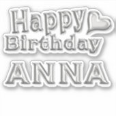 Anna Happy Birthday silver Aufkleber Sticker シール (正面)