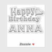 Anna Happy Birthday silver Aufkleber Sticker シール (シート)
