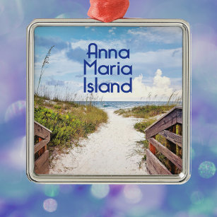Anna Maria Island Floridaビーチ写真 メタルオーナメント