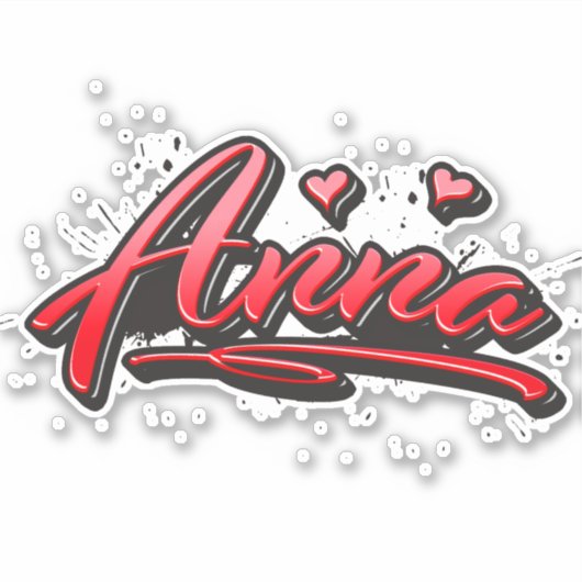 Anna red Heart Graffiti Aufkleber Sticker シール (正面)