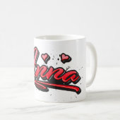 Anna red Heart Graffiti Tasse Kaffeetasse コーヒーマグカップ (正面右)