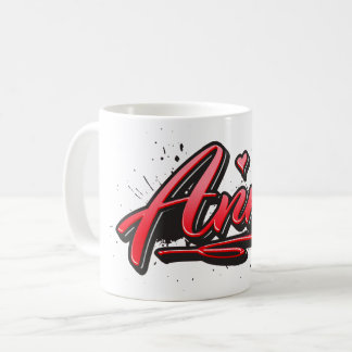 Anna red Heart Graffiti Tasse Kaffeetasse コーヒーマグカップ