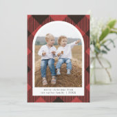 ANNA Red Plaid家族モダン写真メリークリスマス シーズンカード (スタンド正面)