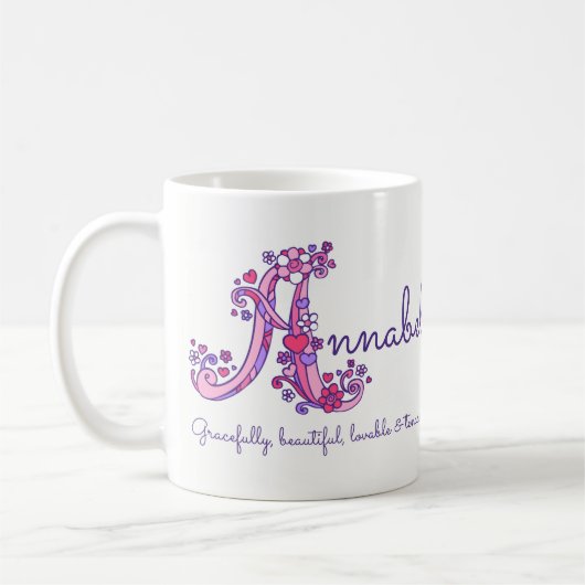 Annabelの一流の意味装飾的なAモノグラムのマグ コーヒーマグカップ (左)