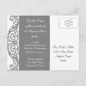 AnnaLiese Damask – ピンクとグレーのブライダルシャワー インビテーションポストカード (裏面)