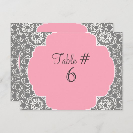 AnnaLiese Damask – ピンクとグレーの表番号 ポストカード (正面/裏面)