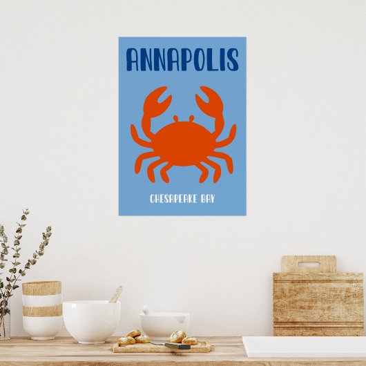 Annapolis Bold Chesapeake Bay Crab Art Print ポスター (キッチン)