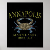 Annapolis Maryland Blue Crab Since 1649 Arched Oli ポスター (正面)