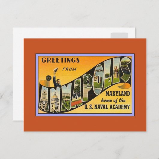 Annapolis MDからのヴィンテージの挨拶 ポストカード (正面/裏面)