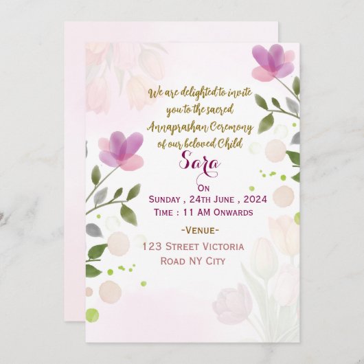 Annaprashan Ceremony Invitations  招待状 (正面/裏面)
