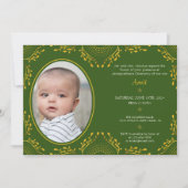 Annaprashan First Rice Ceremony Green Gold Photo 招待状 (正面)