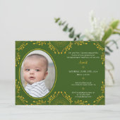 Annaprashan First Rice Ceremony Green Gold Photo 招待状 (スタンド正面)