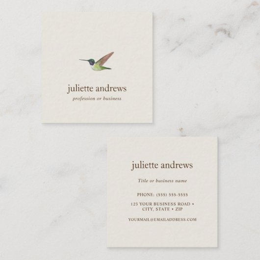 Anna's Hummingbird スクエア名刺 (正面/裏面)