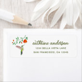 Anna's Hummingbird and Flowery Branch ラベル (インサイチュ)