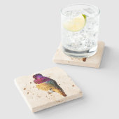 Anna's Hummingbird Pink Bird Photo Stone Coaster ストーンコースター (横)