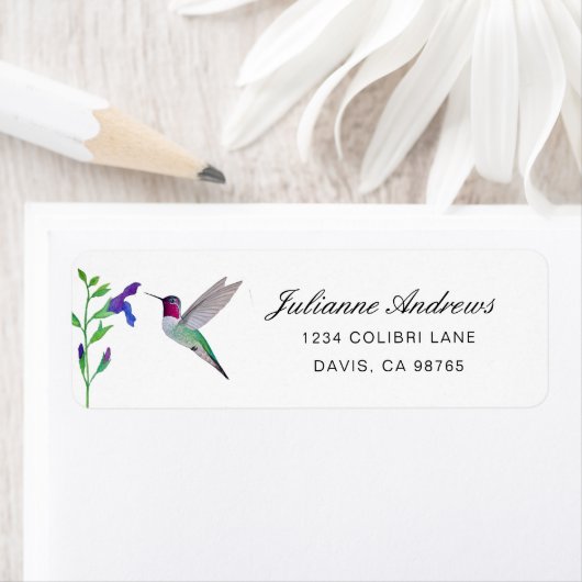 Anna's Hummingbird Return Address Label ラベル (インサイチュ)