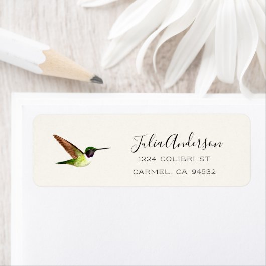 Anna's Hummingbird Return Address Label ラベル (インサイチュ)