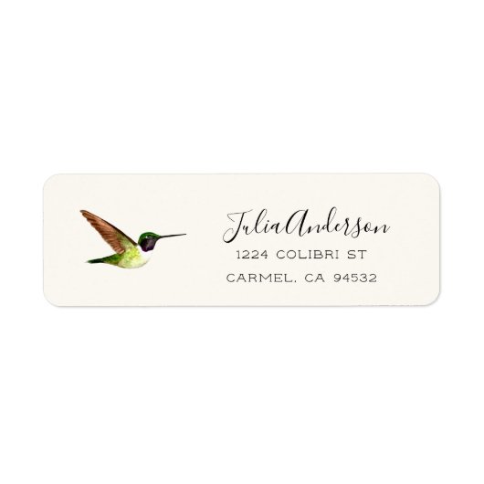 Anna's Hummingbird Return Address Label ラベル (正面)