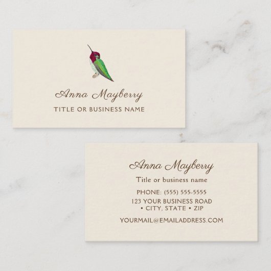 Anna's Hummingbird Square名刺 名刺 (正面/裏面)