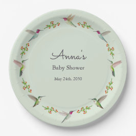 Anna's Hummingbirds baby Shower ペーパープレート
