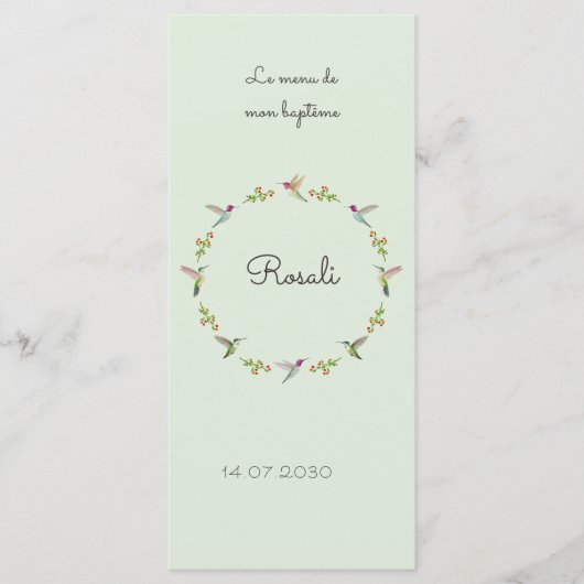 Anna's Hummingbirds Baptism メニュー (正面)